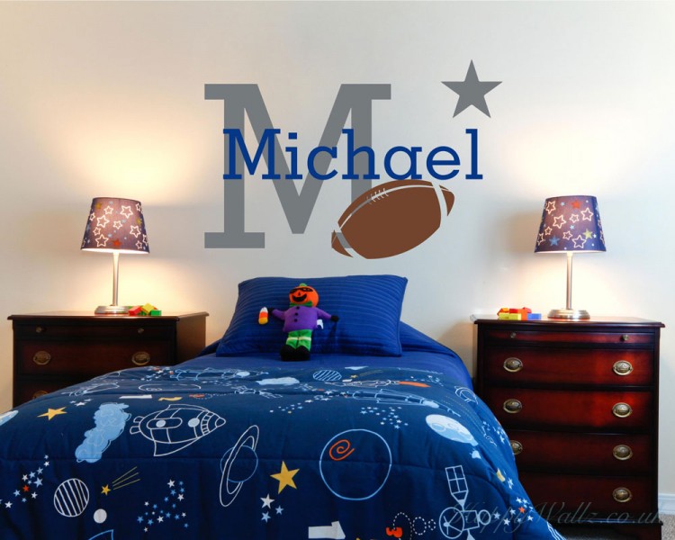 Football with Customized Name & Monogram Wall Decal For Nursery